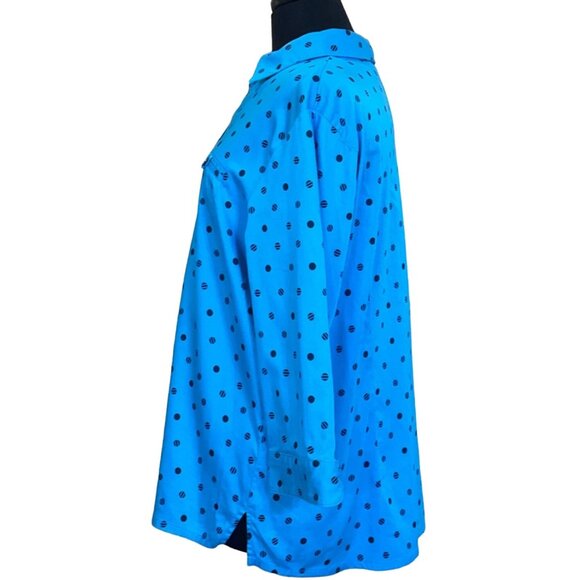 Allison Daley Women Blue Polka Dot Button-Down Blouse Women's Size 14W (READ) - Picture 2 of 16